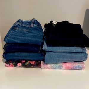 6 pairs girls Gap Jeans Size 10 Variety of styles skinny and fleece lined